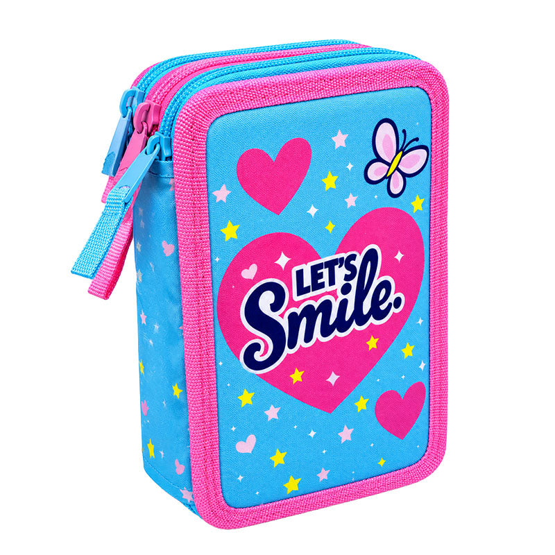 CARTUCHERA BRILLA Y SONRIE NIÑA (3-ZIPPER) (45-UTILES)