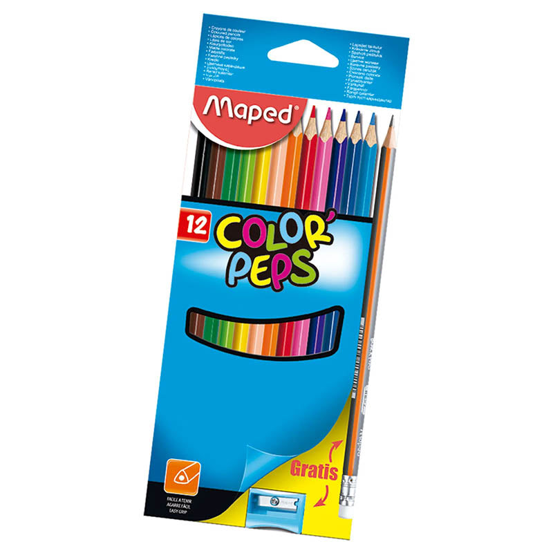 MAPED Lápices de colores Peps Triangular + sacapuntas set de 12