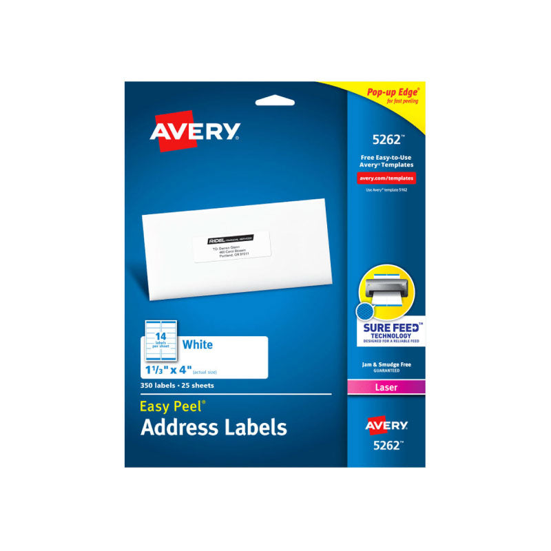 Etiqueta Avery Laser Easy Peel White (1 1/3" x 4")