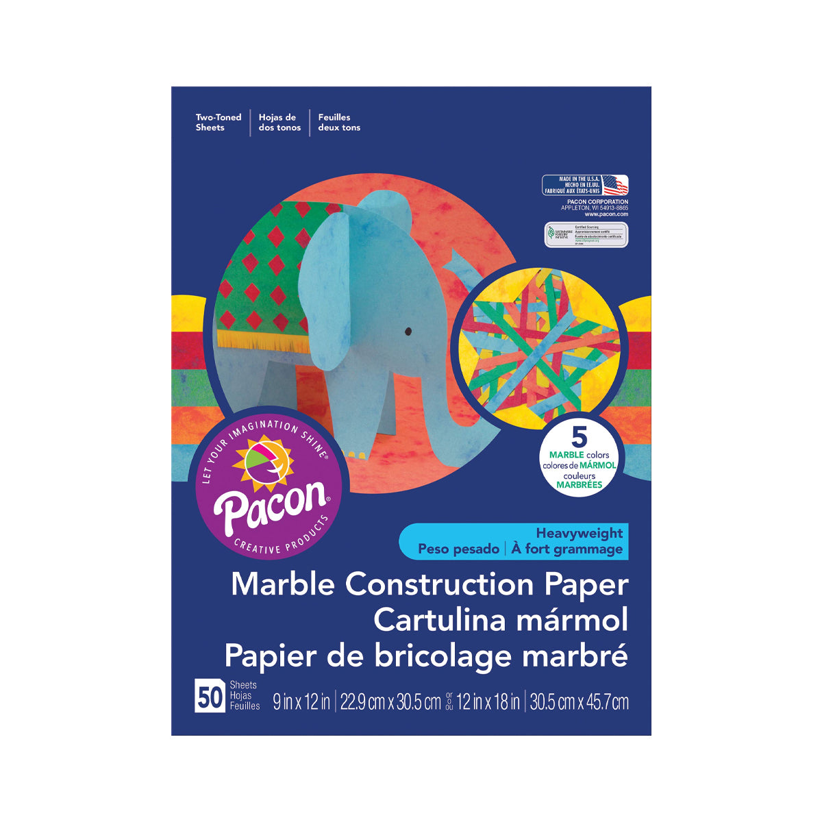 PACON ART S. MARBLE CONSTRUCTION PAPER 12"X18" (50-SH)