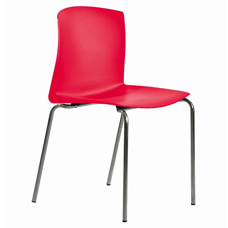 SILLA COLECTIVA ISMOBEL BAHIA FIJA DE 4 PATAS CROMADAS S/BRAZOS ROJA
