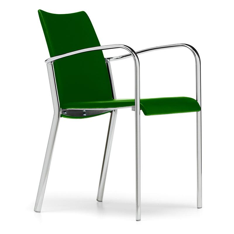 SILLA COLECTIVA ISMOBEL SEVILLA 4 FIJA ESTRUCTURA CROMADA TAPIZADO C/BRAZOS VERDE VALENCIA 00