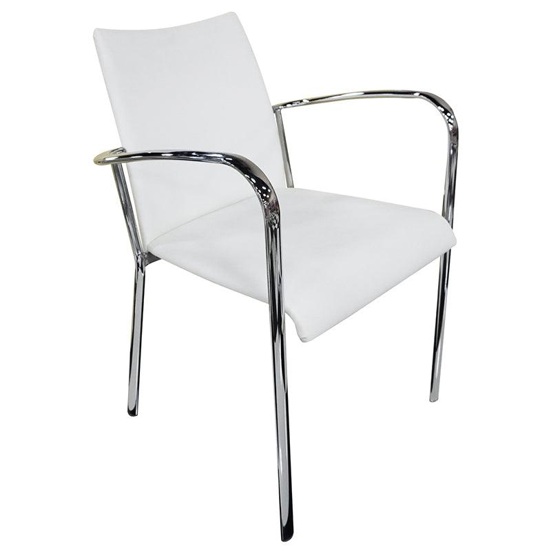 SILLA COLECTIVA ISMOBEL SEVILLA 4 FIJA ESTRUCTURA CROMADA TAPIZADO CUERINA BLANCO BERING 000