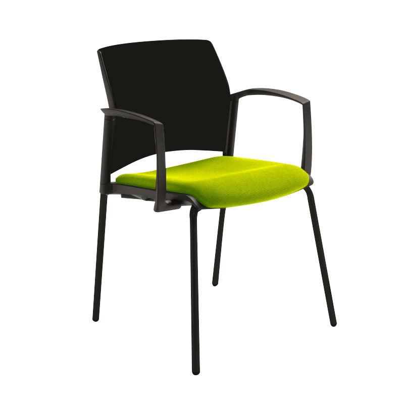 SILLA COLECTIVA ISMOBEL FRESNO ASIENTO NEGRO RESPALDAR  C/BRAZOS VERDE BERING 160