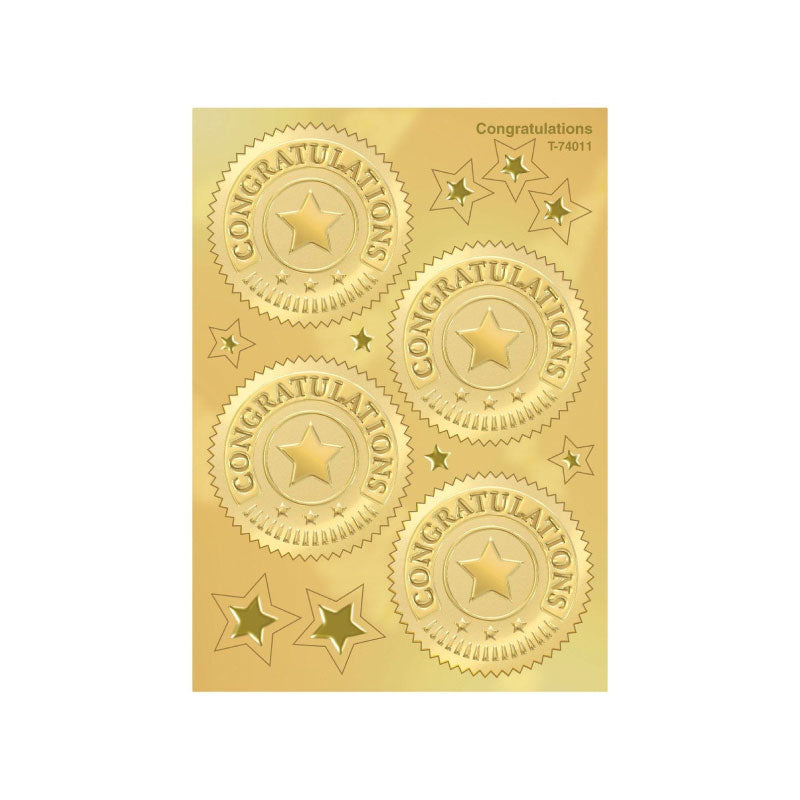 Congratulations (Gold) Award Seals Stickers