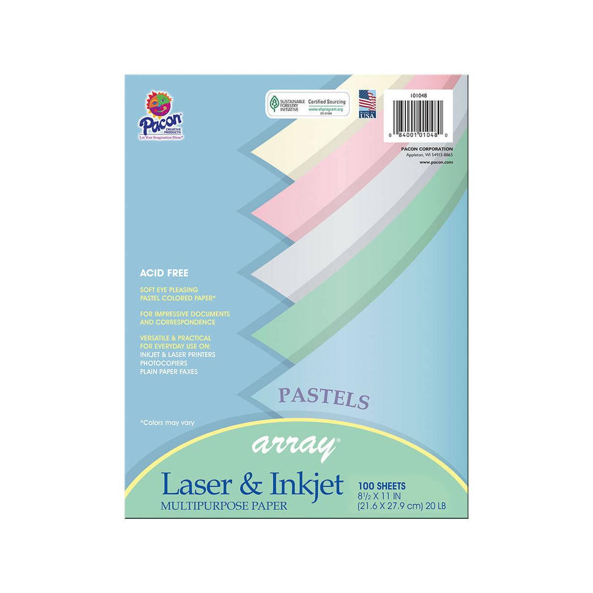 PACON ARRAY PASTEL BOND PAPER 8.5"X11"(100-H)LASER & INKJET