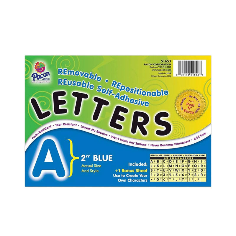 PACON SELF ADH LETTERS BLUE 2"  159 CHARACTERS