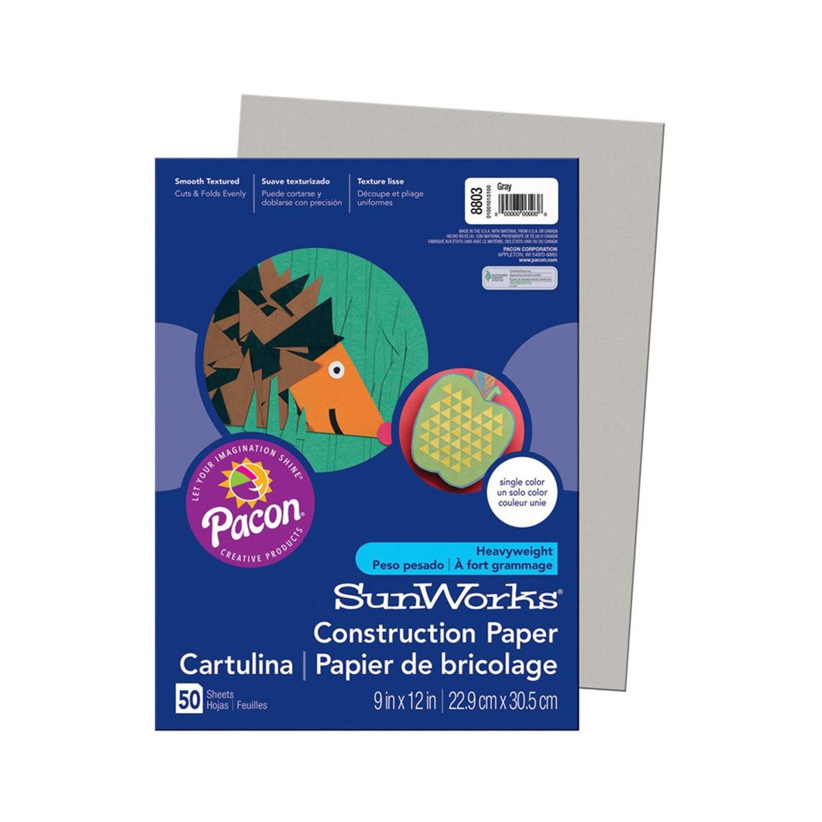 PACON CONSTRUCTION PAPER GRAY 9"X12" 50 SHEETS