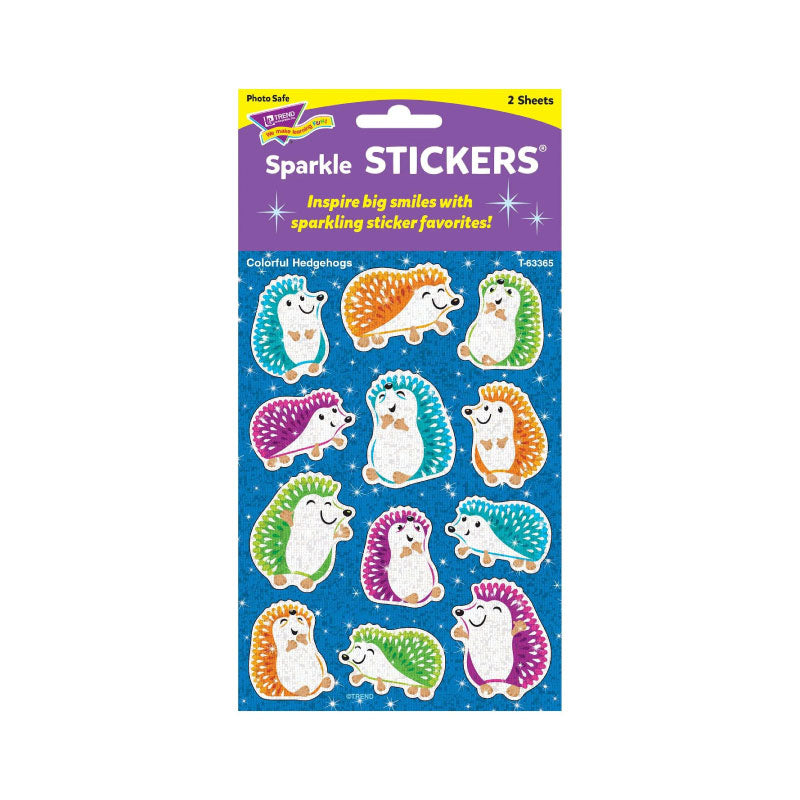 Colorful Hedgehogs Sparkle Stickers