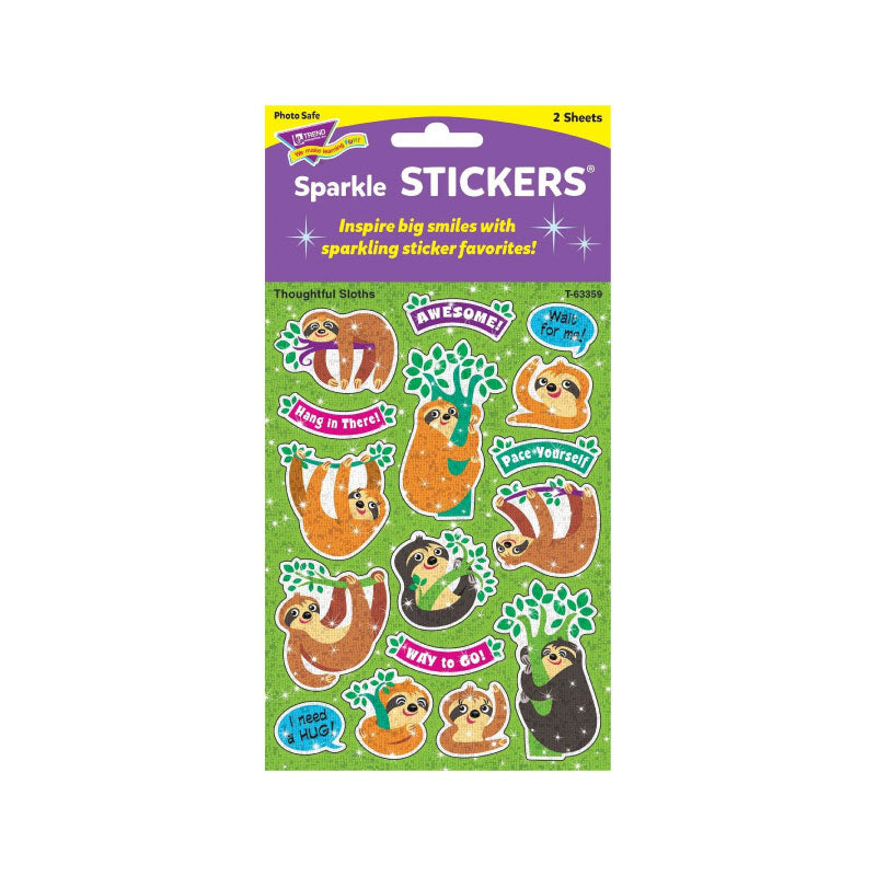 Thoughtful Sloths Sparkle Stickers