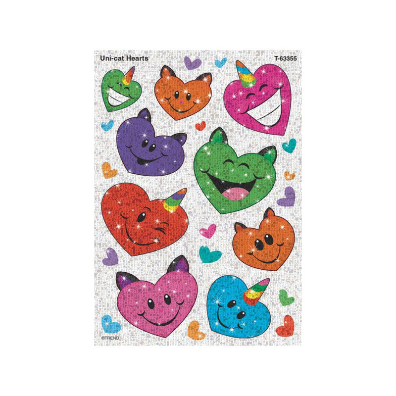 Uni-cat Hearts Sparkle Stickers