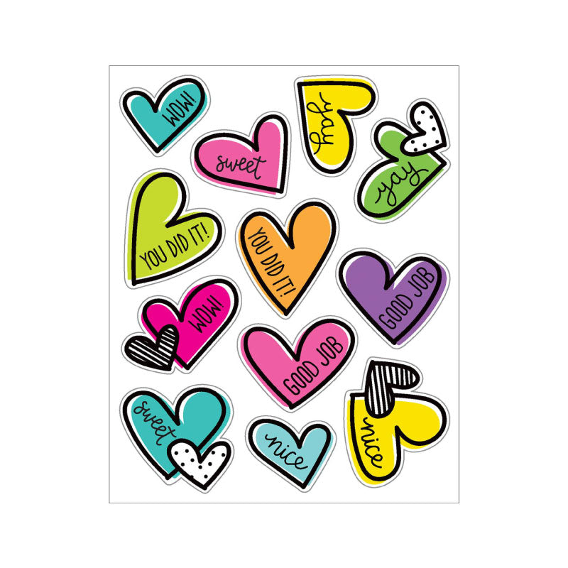 Doodle Hearts Motivational Stickers