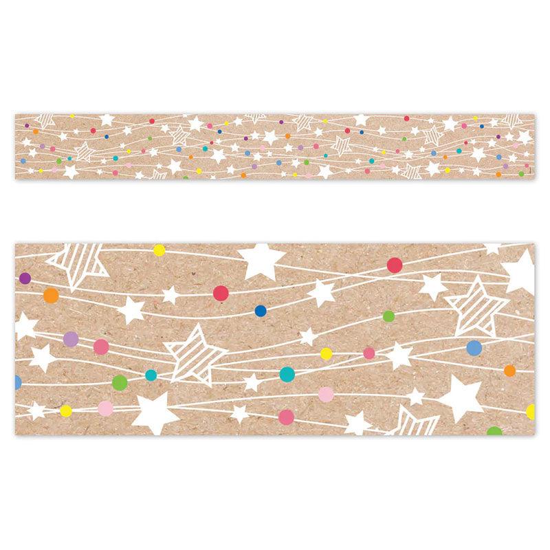 CTP-10907 COLORFUL KRAFT STARS ON STRINGS EZ BORDER