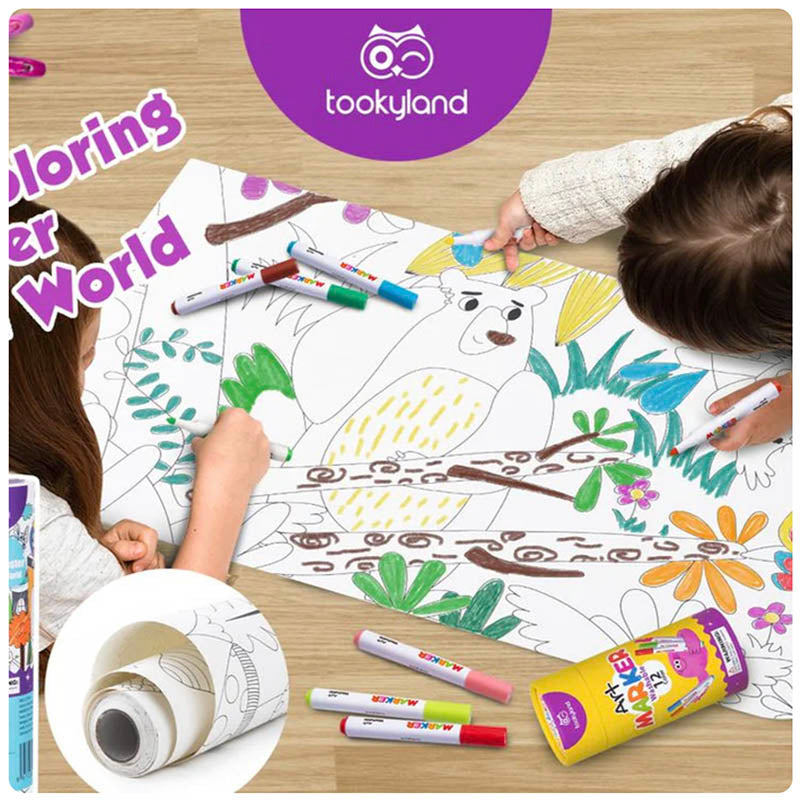 TOOKYALAND LT342 GIANT COLORING POSTER KIT-ANIMAL WORLD 1 PCS 3+AGES