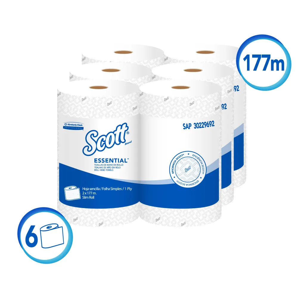 KCP SAP30229692 PAPEL TOALLA DE MANO EN ROLLO SCOTT ESSENTIAL (1-PLY) (3X2X177M)