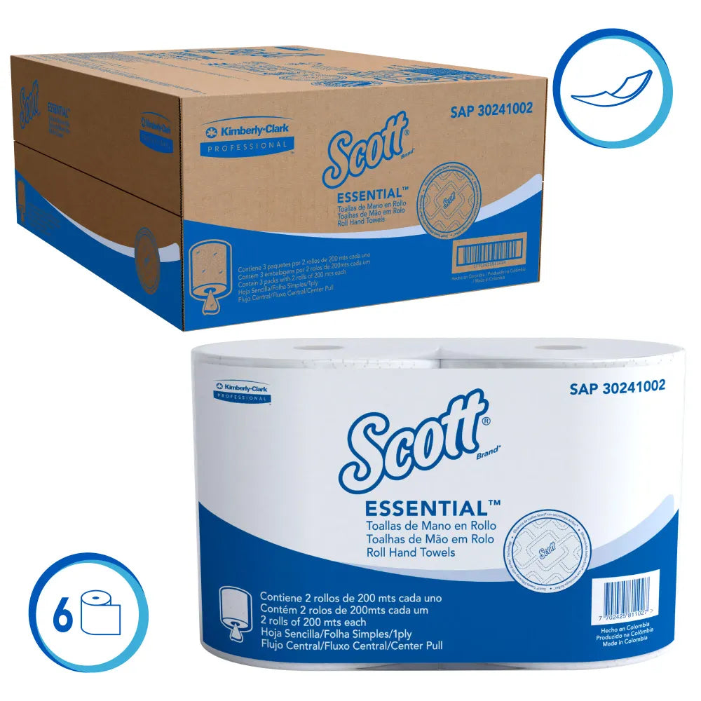 KCP SAP30241002 PAPEL TOALLA SCOTT ESSENTIAL CENTERPULL (1-PLY) (3X2X200M)