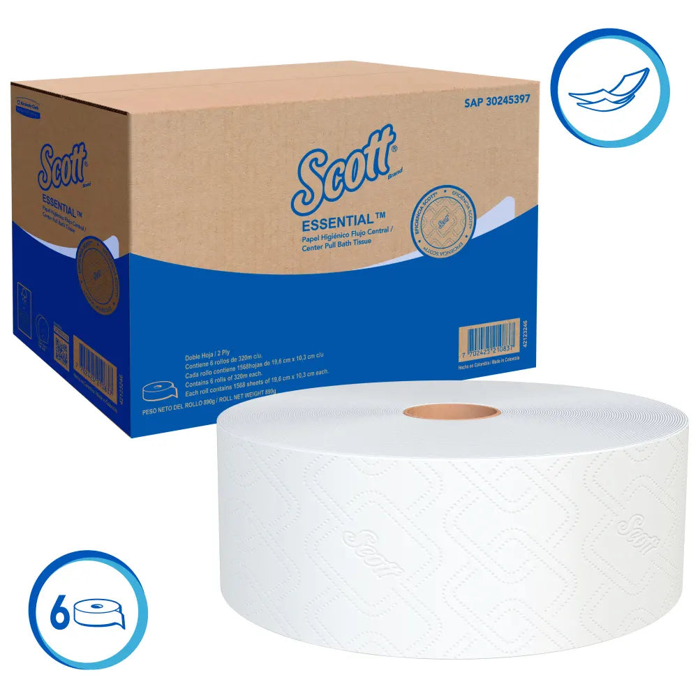 KCP SAP30245397 (30247626) PAPEL HIGIENICO SCOTT ESSENTIAL FLUJO CENTRAL (6X2PLYX320M)