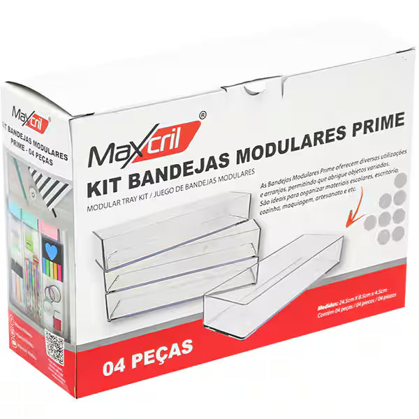 BANDEJA MODULAR MAXCRIL CRISTAL/TRANSPARENTE (SET/4)