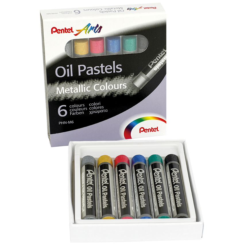 CRAYONES PENTEL OLEO-PASTEL METALICA (6 COLORES)