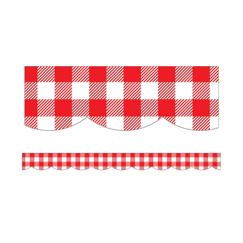 Red gingham scalloped borders