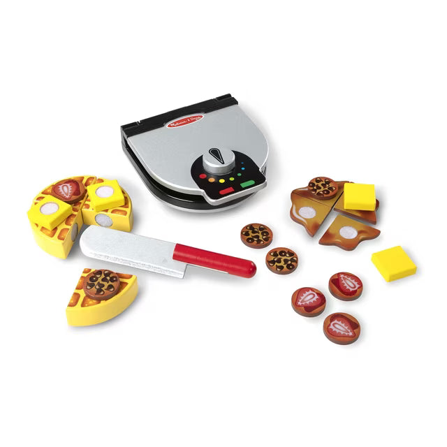 WOODEN PRESS & SERVER WAFFLE SET