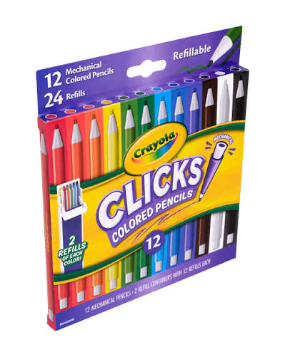 CRAYOLA 68-7102 CLICKS COLORED PENCILS (12 +24 REFILLS)