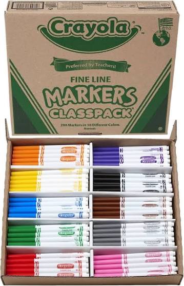 CRAYOLA MARKER CLASSP. ASST. 200CT. F/TIP 10 COL.