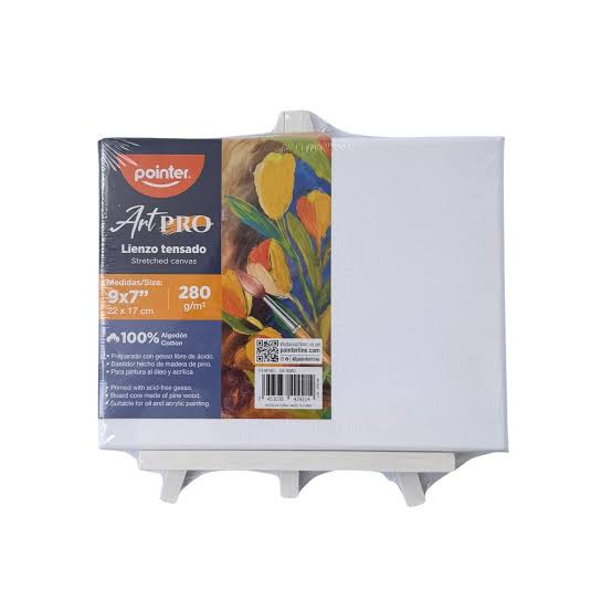 LIENZO POINTER #CA-8080 (17X22CM) (9X7") CON CABALLETE  BLANCO (canva)