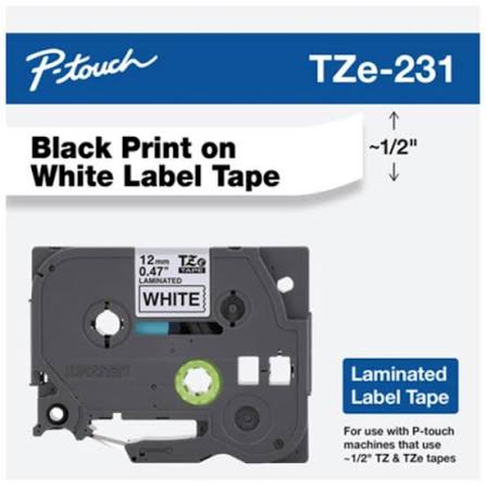 CINTA BROTHER P-TOUCH TZE-231  BLACK/WHITE (1/2") (12MM)