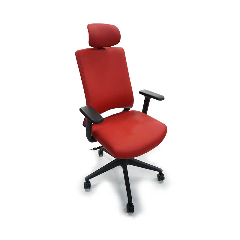 SILLA FORCE FC-LK4068A EJECUTIVA CUERO ROJA CON APOYO DE CABEZA