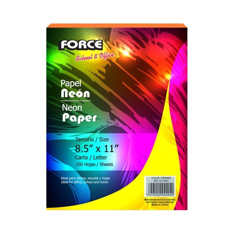 Papel bond neon Force de 20lb (8.5" x 11") (100 hojas)