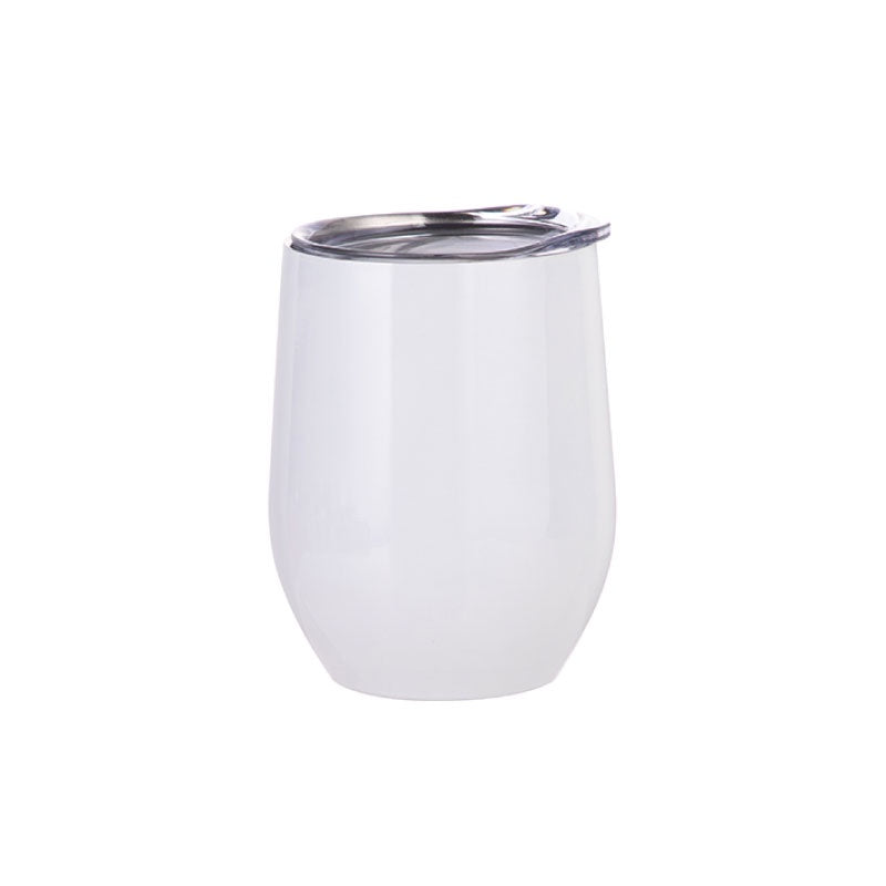 Vaso para vino con tapa plástica (12 oz) blanco