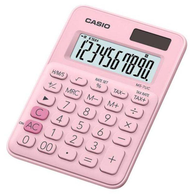 Calculadora Casio MS-7UC-PK (solar y bateria) (10-D) Pink