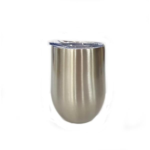 Vaso de acero inoxidable silver p/vino c/tapa plastica (12-oz) - Ultracomonline.com