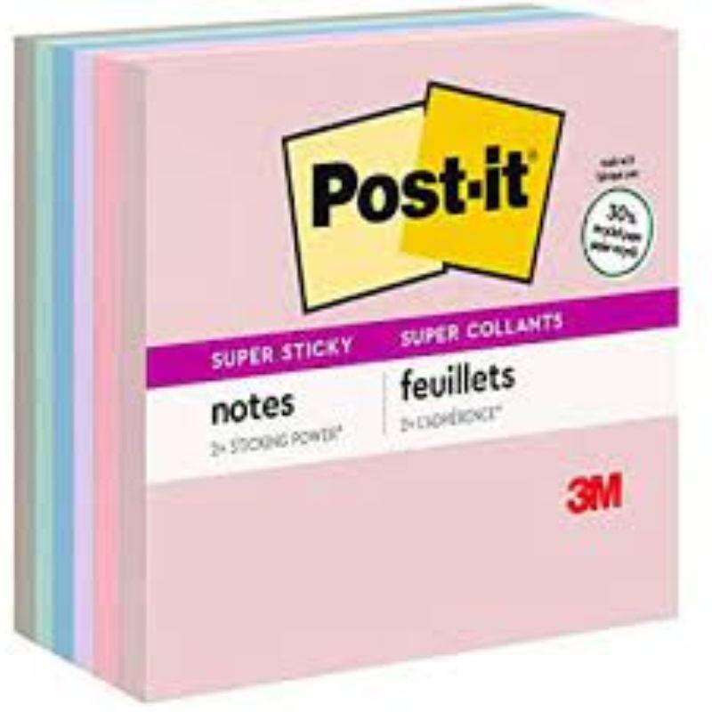 Post-It 3M #654-5SSNRP Super Sticky  (3"X3") (5U-5C) Pastel