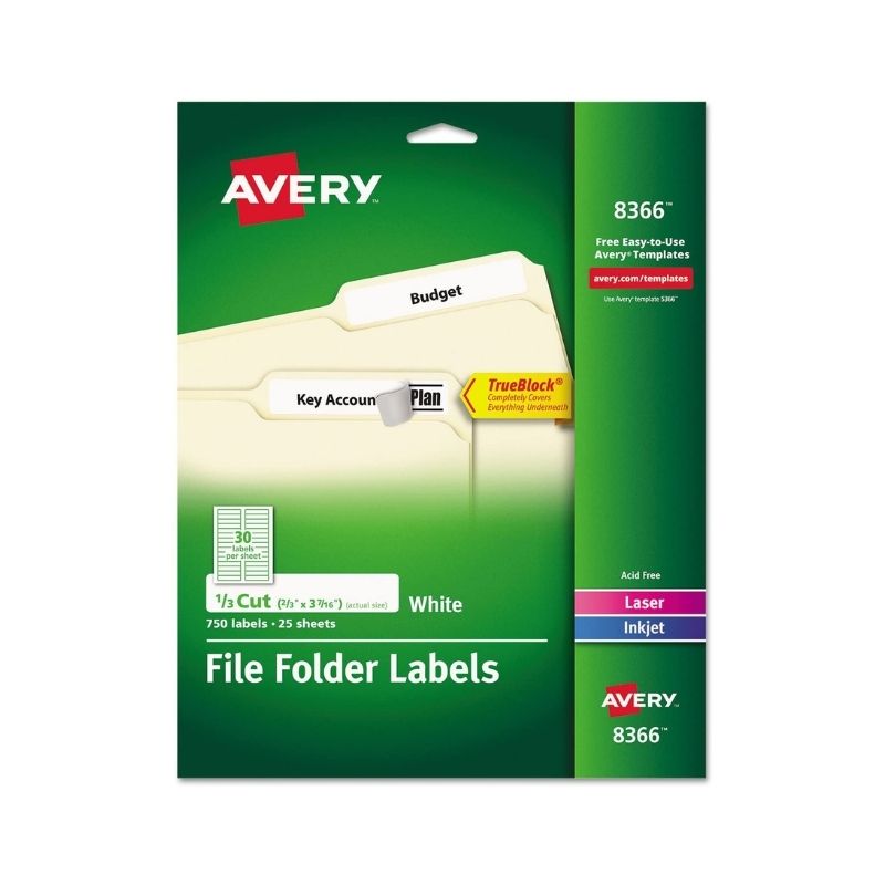 Etiqueta avery white file folder labels (750 und)