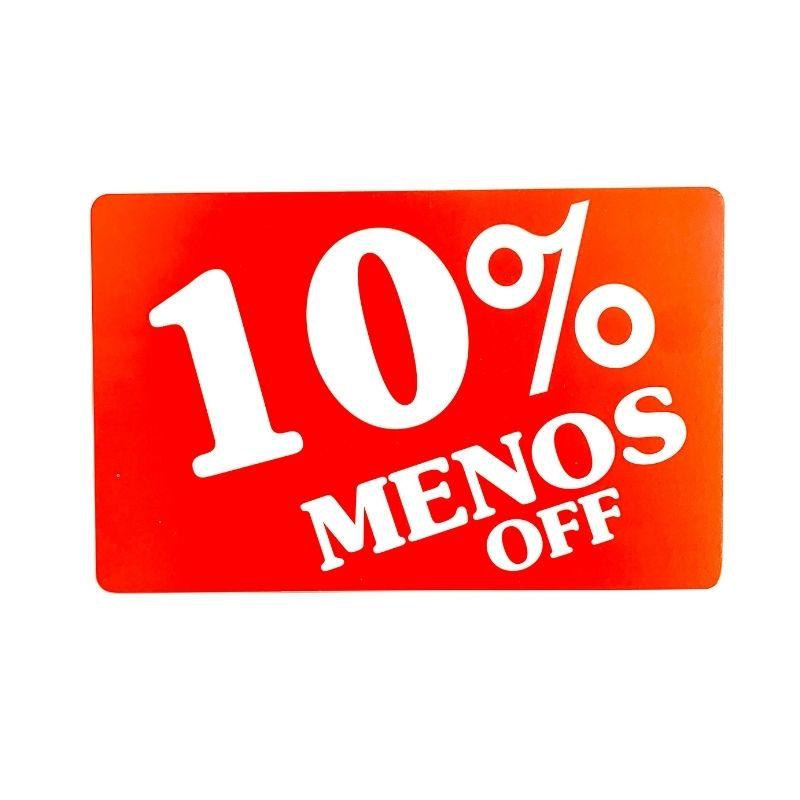 Letrero de "10% menos"