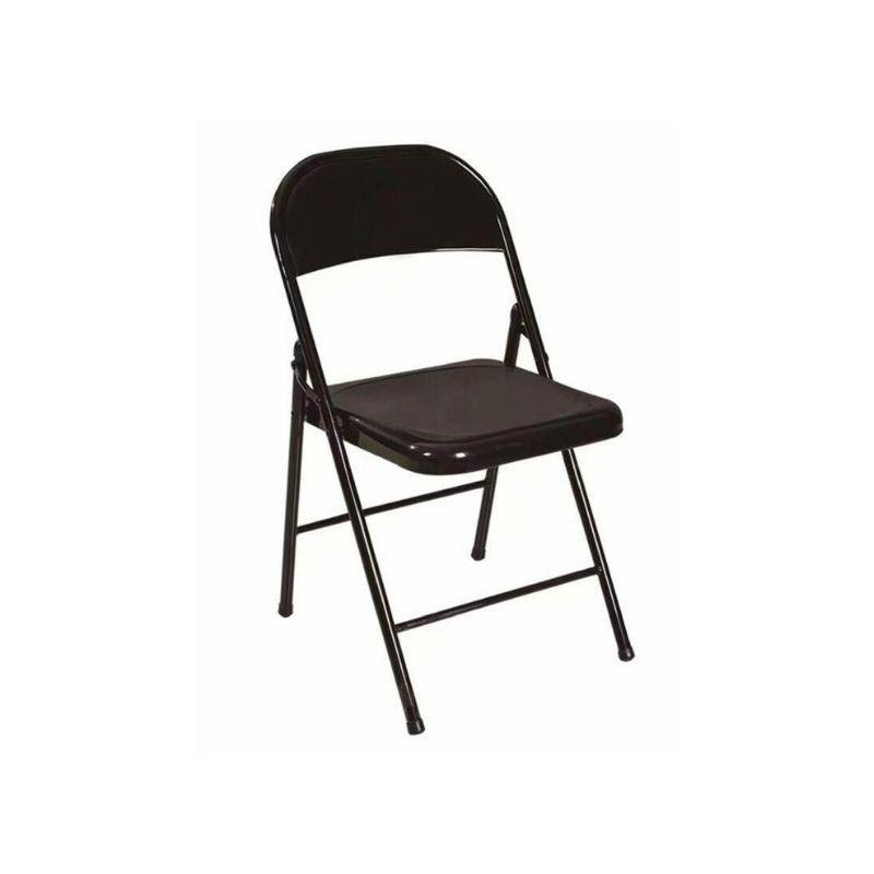 Silla plegable de metal negra