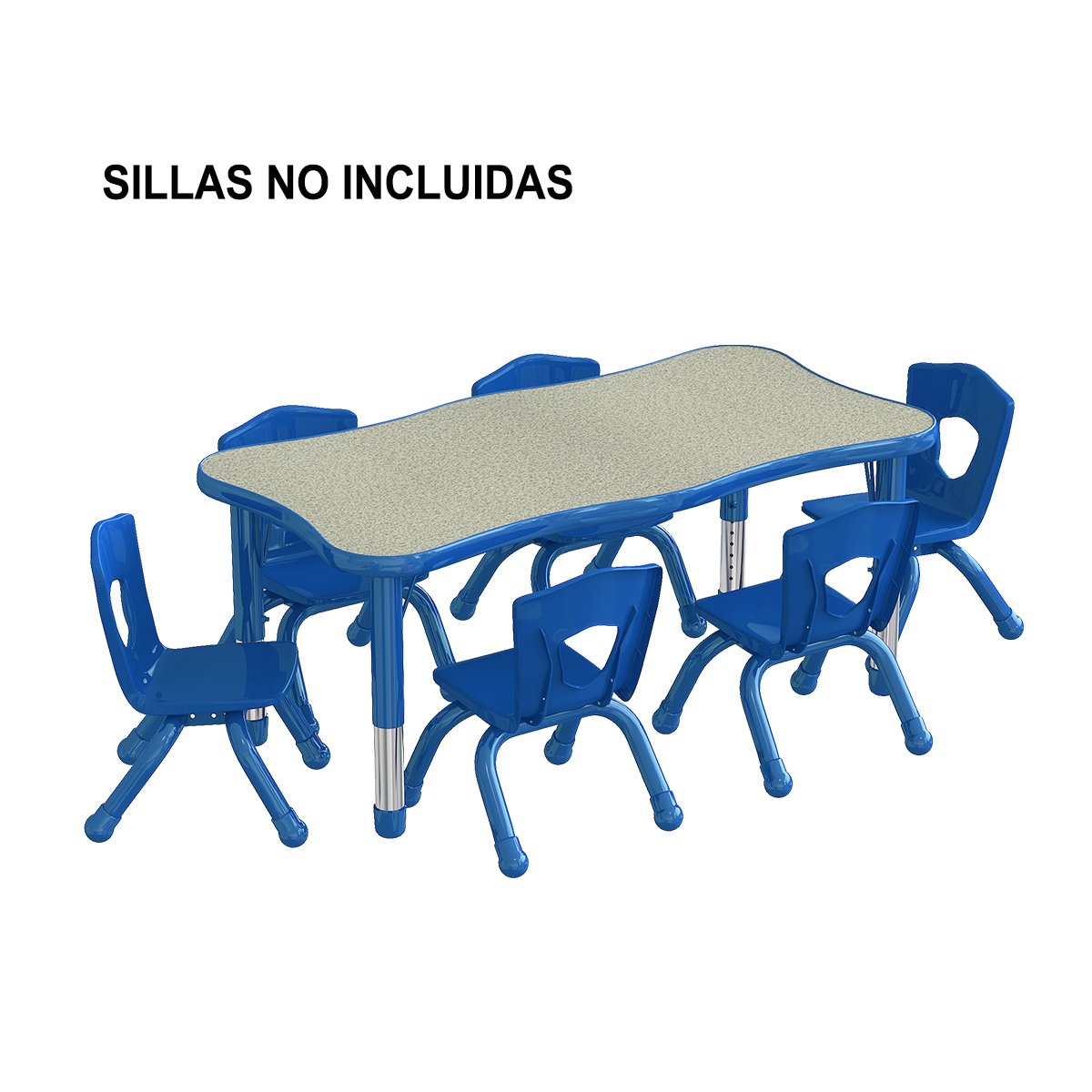 Mesa Infantil Pitaya S/MDF Waved Patas ajustables Rectangular AZUL (SILLAS NO INCLUIDAS) - Ultracomonline.com
