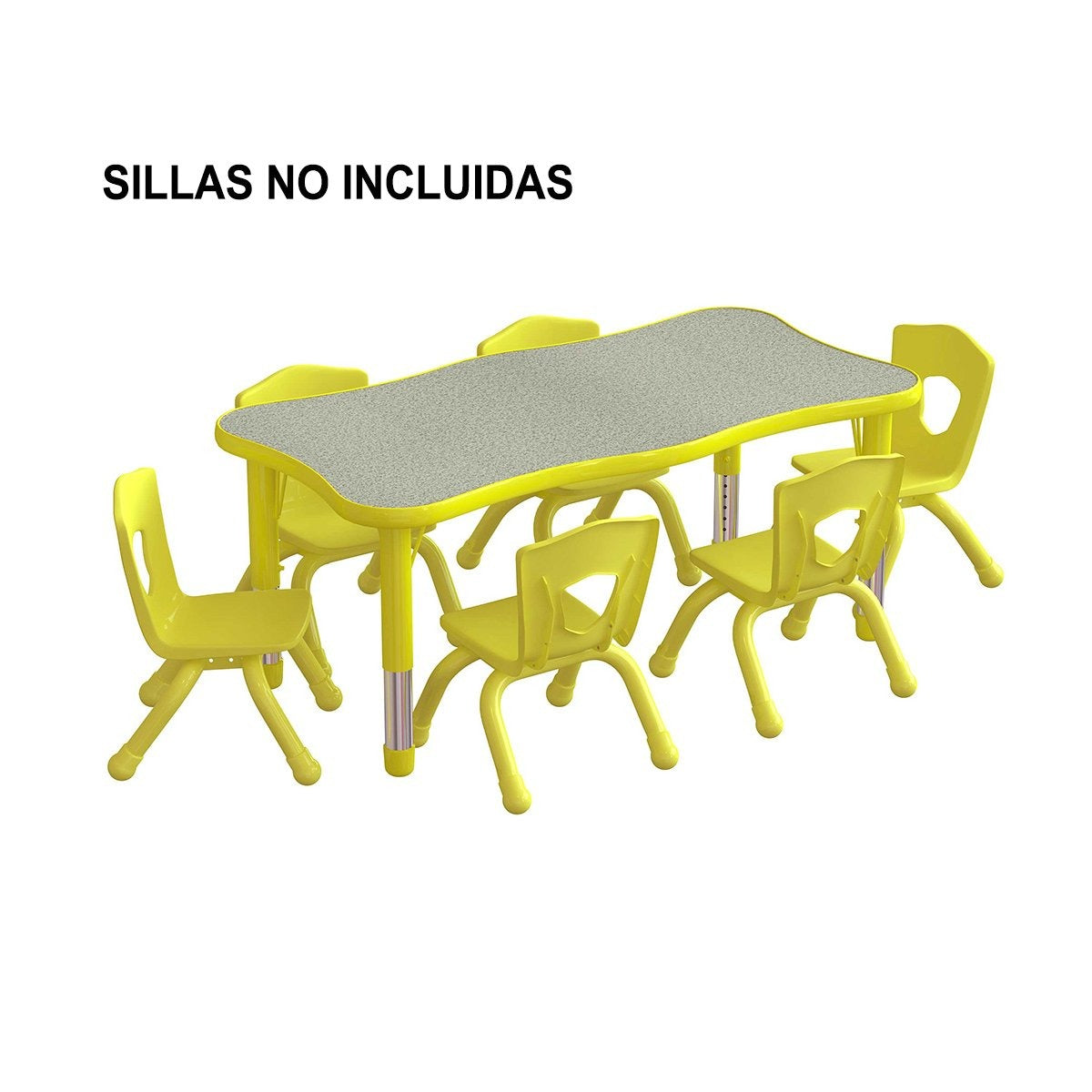 Mesa Infantil Pitaya S/MDF Waved Patas ajustables Rectangular AMARILLA (SILLAS NO INCLUIDAS) - Ultracomonline.com