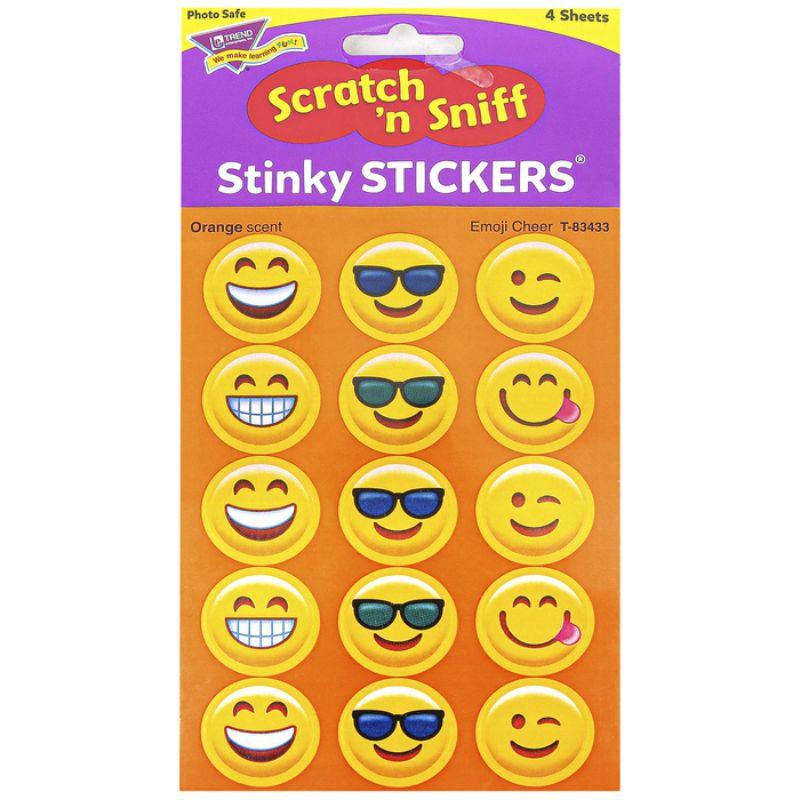 Emoji Cheer- Orange Stinky Stickers Large  Round