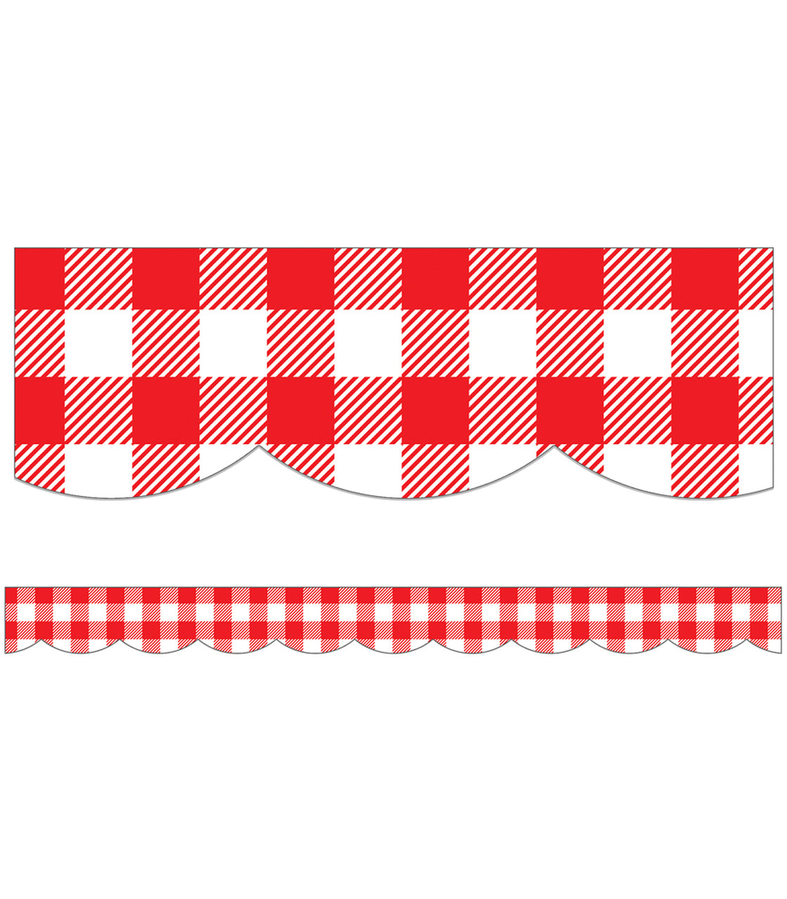 Red gingham scalloped borders