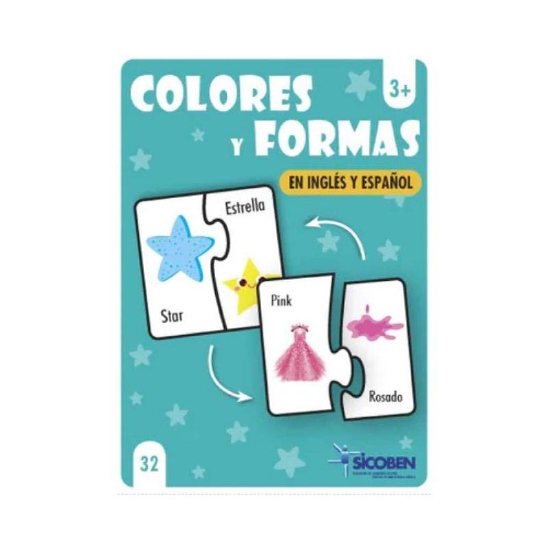 Juego Didáctico - Flash Card Colores y Formas - Inglés y Español - 64 piezas.