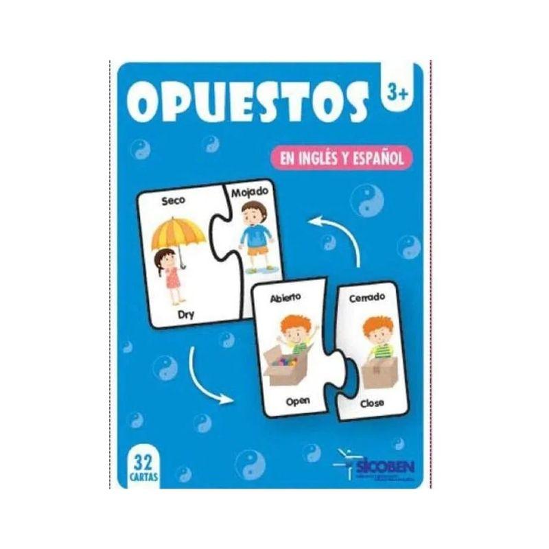 Juego Didáctico - Cartas de Opuesto - Inglés y Español - 64 piezas.