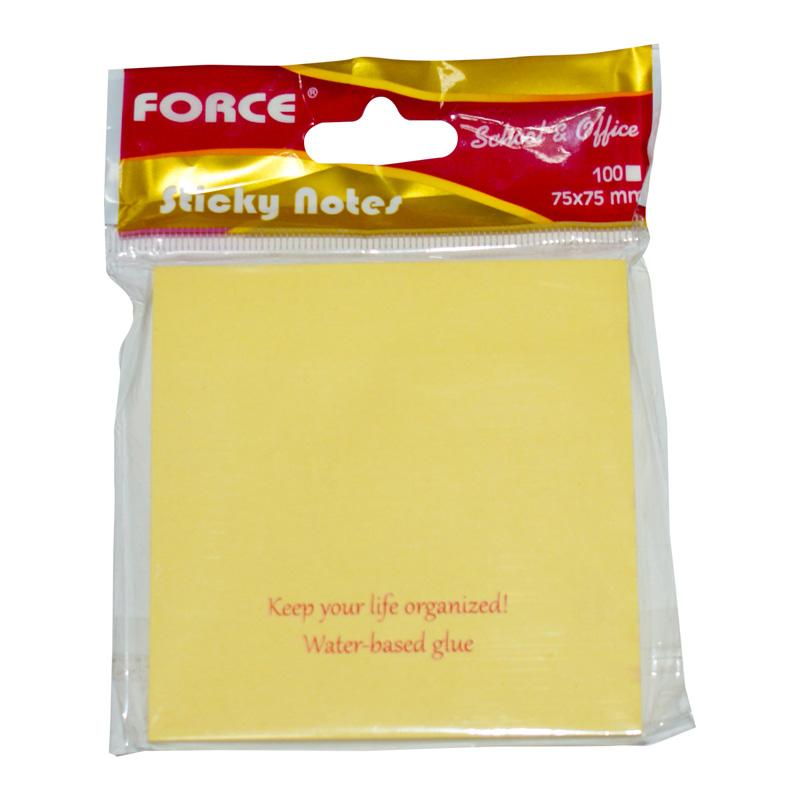 "NOTAS-ADHESIVAS-FORCE-(3""X3"")-(75X75MM)-(100H)-AMARILLO"