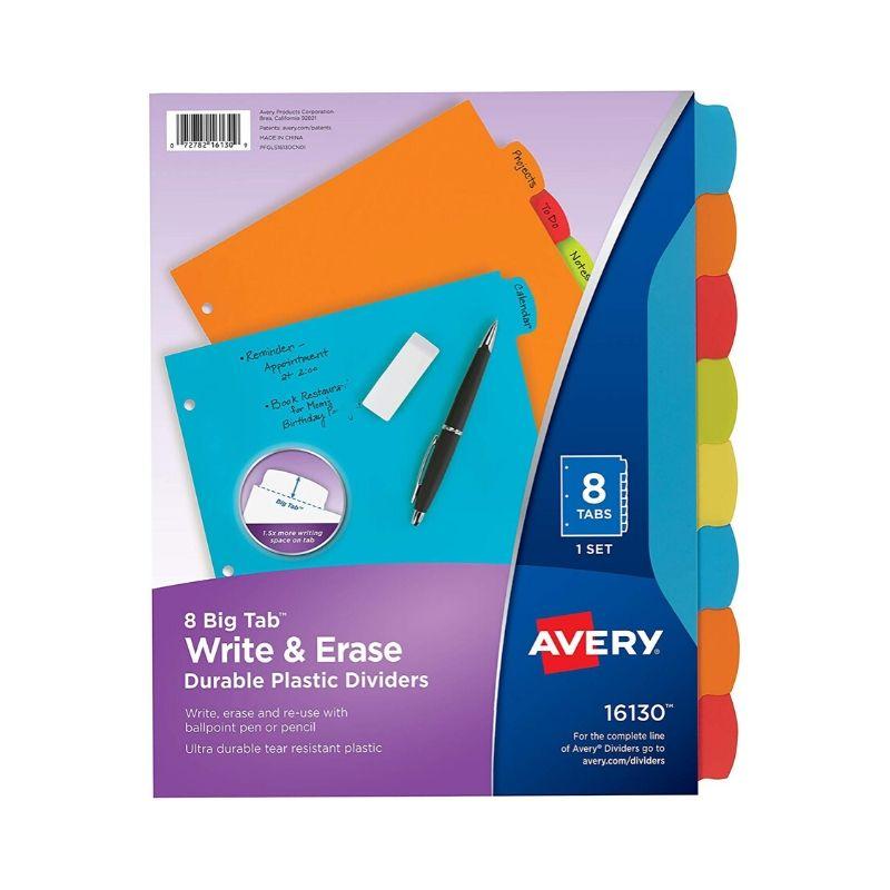 Division avery big tab write & erase durable plastic 8 tab (4 colores) - Ultracomonline.com