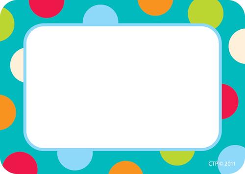 CTP-4516 DOTS ON TURQUOISE NAME TAGS 36 PER PACKAGE 3 1/2"X2 1/2"