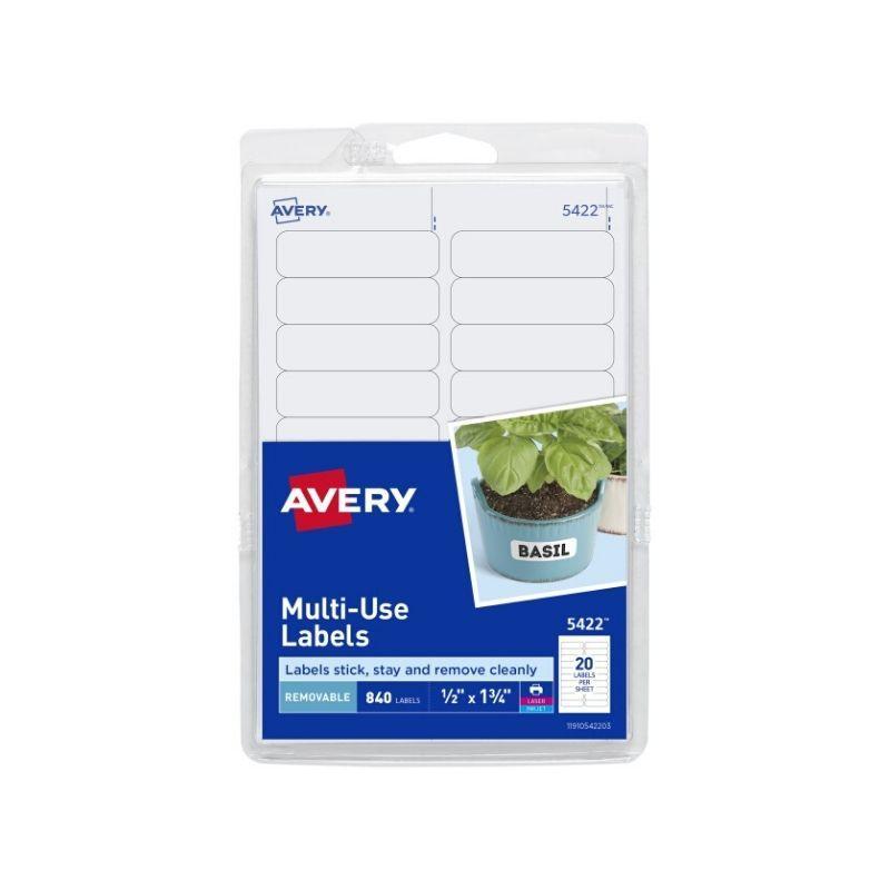 Etiqueta avery multi use labels removable white (1/2" x 1 3/4") (840 und) - Ultracomonline.com