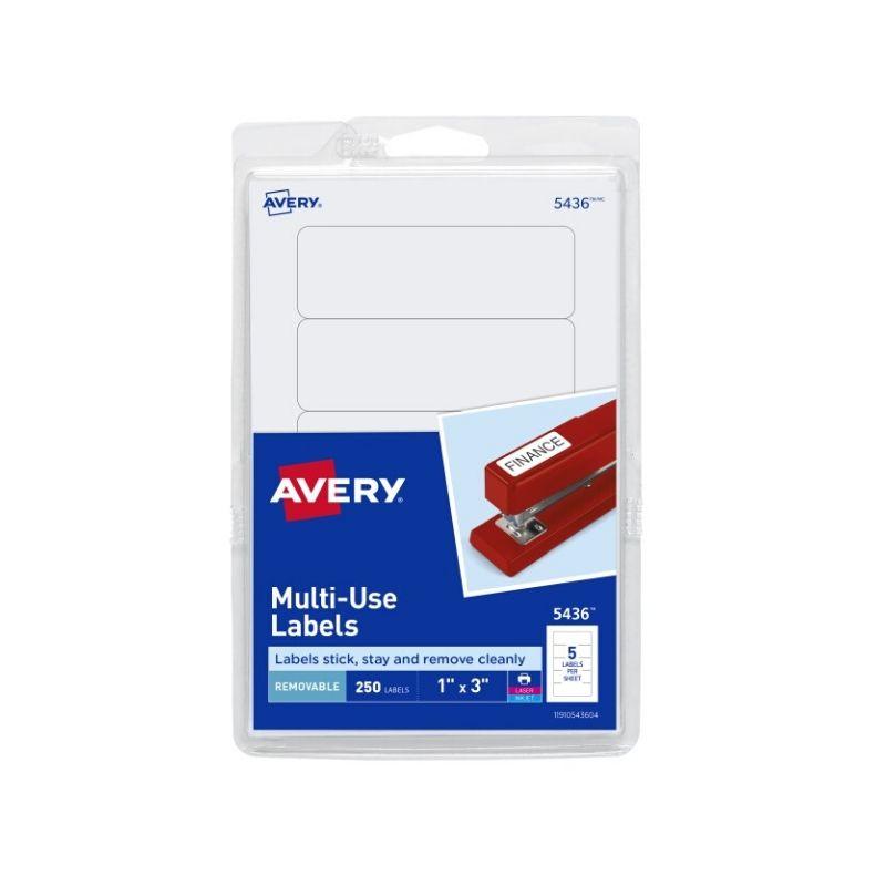 Etiqueta avery multi use labels removable white 1" x 3" (250 und) - Ultracomonline.com