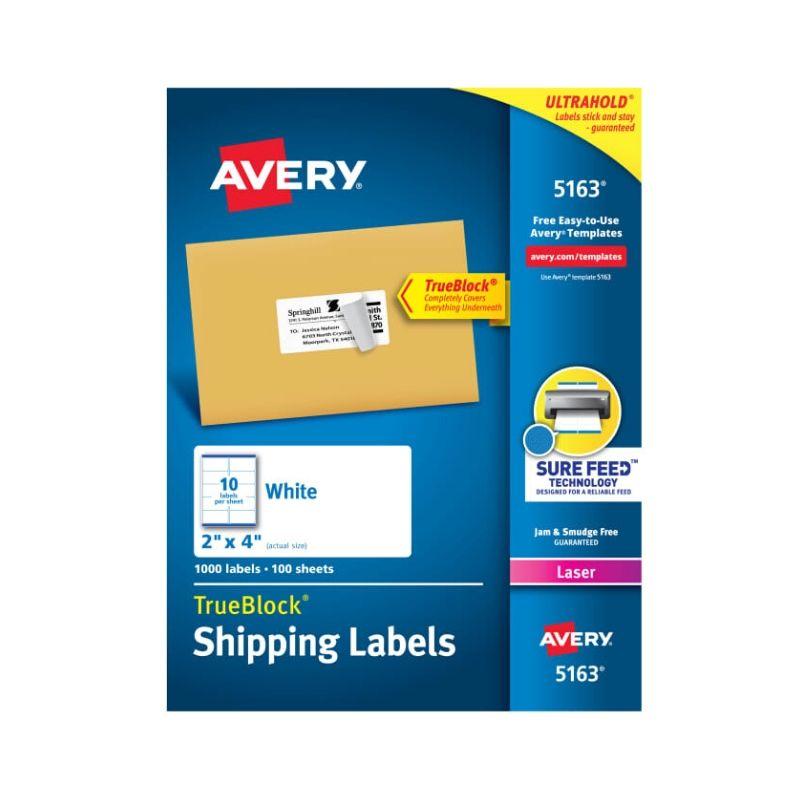 Etiqueta avery white shipping label laser 2" x 4" (1000 und) - Ultracomonline.com